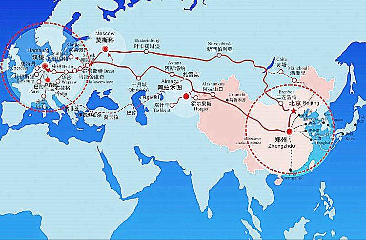 中欧班列武汉 中欧班列西部通道运行线地图