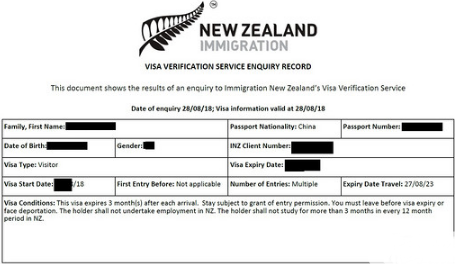 新西兰电子签证要哪些材料
