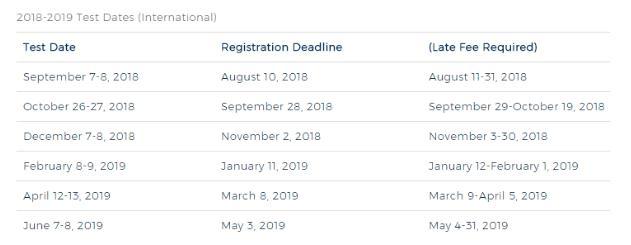 2018下半年美國留學考試時間匯總