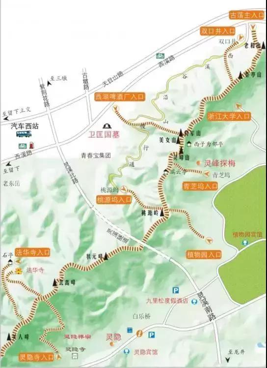 杭州西山游步道登山地图