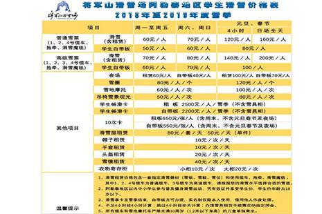 2018-2019将军山滑雪场11月13号开滑 将军山滑雪场价格一览表