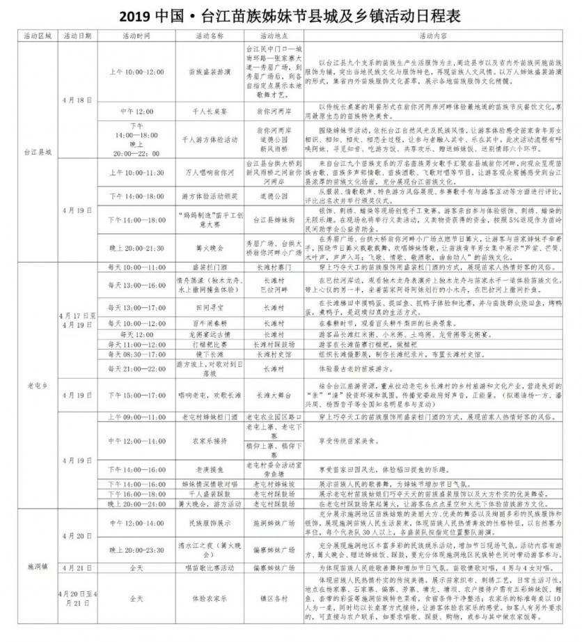 2019年臺(tái)江苗族姊妹節(jié)4月18日開(kāi)啟 附活動(dòng)時(shí)間安排