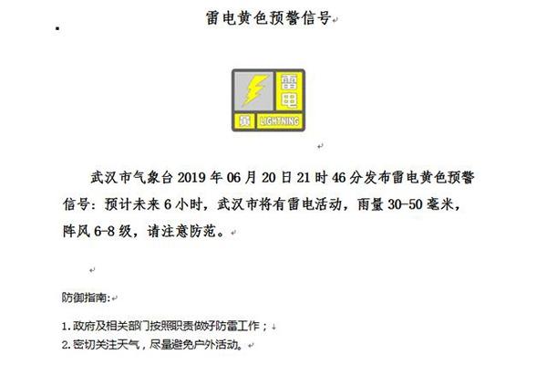 6月21日武汉未来三天天气情况