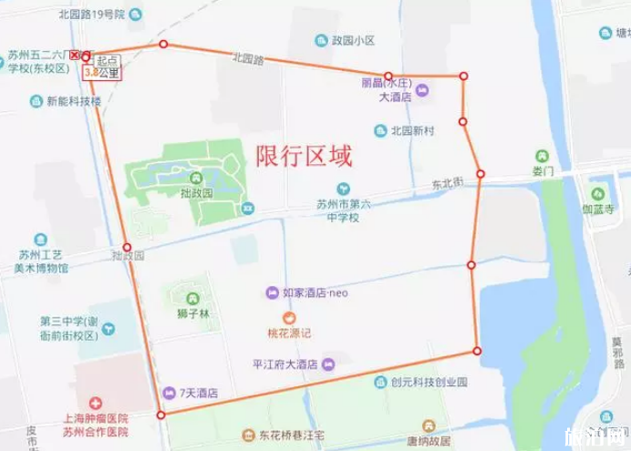 2019苏州古城东北片区交通管制+限行时间路段