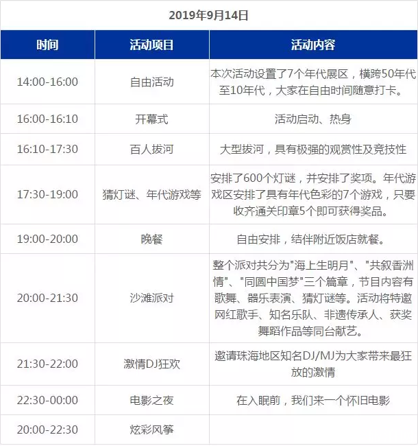 2019珠海中秋节哪里有活动+活动内容