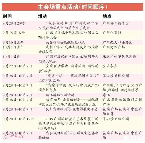 2019广州国庆节活动 升国旗+焰火晚会