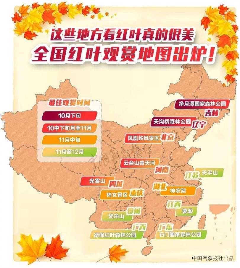 中国红叶地图 2019中国红叶最佳观赏地