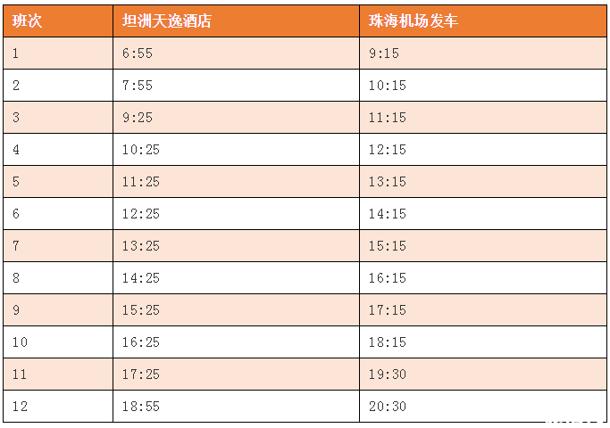 中山到珠海机场最新大巴时刻表