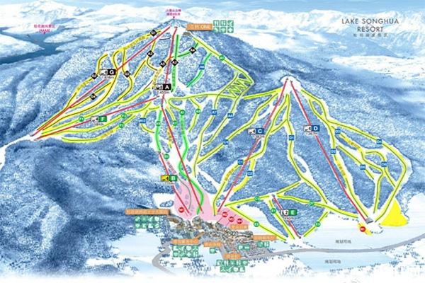 万科松花湖滑雪场雪道地图 滑雪滑道选择