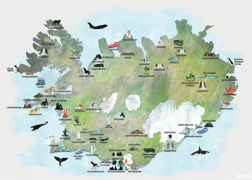 冰岛旅游景点地图