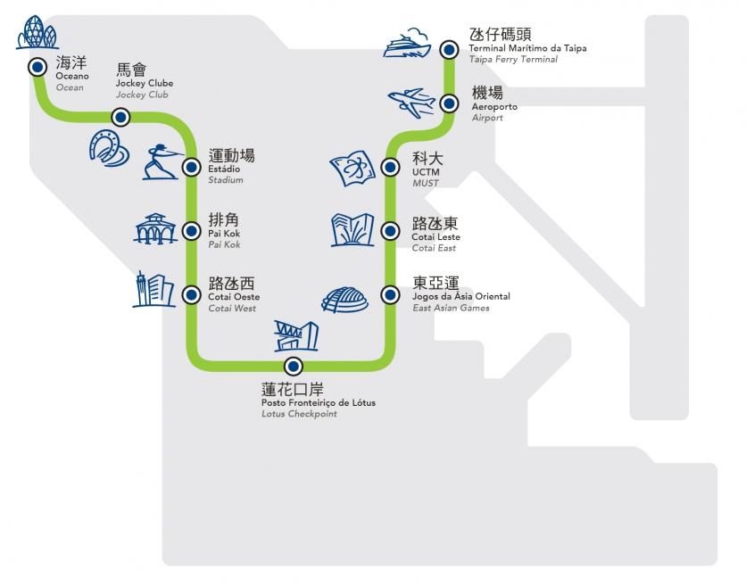 澳门轻轨线路图 澳门轻轨攻略运营时间+车票价格