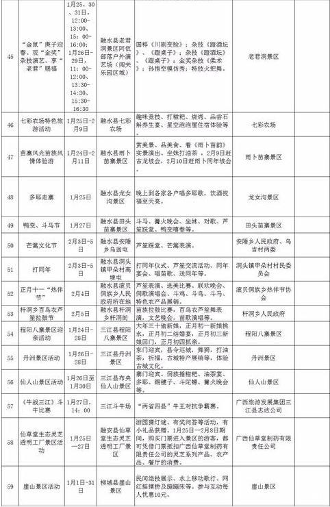 2020柳州春節期間活動安排