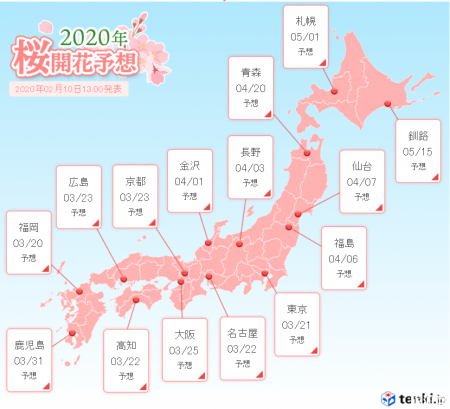 日本樱花预测网站有哪些 2020日本樱花花期
