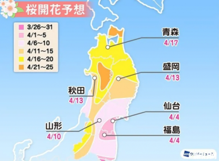 2020日本樱花开放时刻表 日本樱花从哪里开始开