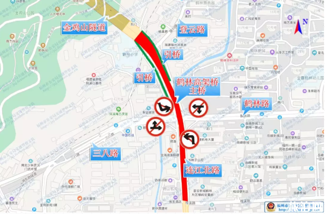 鹤林高架桥施工交通管制 3月13日起福州调整公交线路