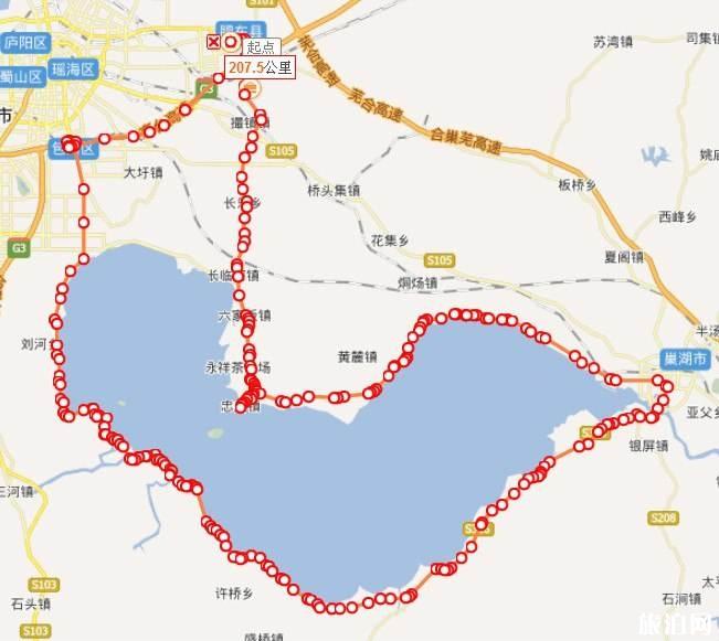 环巢湖自驾游路线图