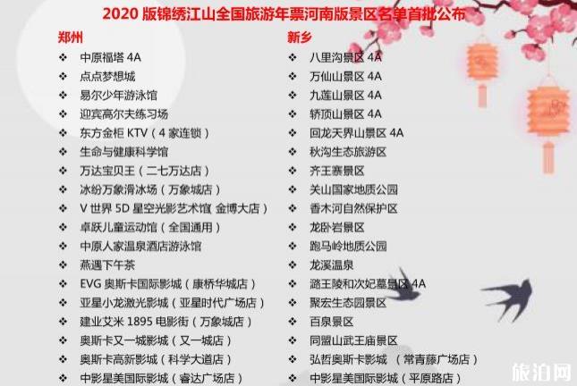 2020年錦繡江山全國旅游年票河南版價格-景區名單-辦理和使用