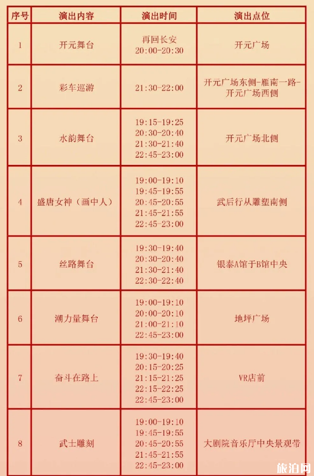 2020西安大唐不夜城表演时间表及车展时间