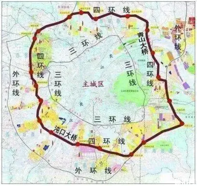 2020武汉四环线区域图及开通时间