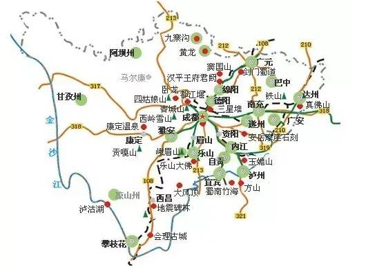 川西环线自驾游最佳路线图 川西环线自驾游最佳路线图