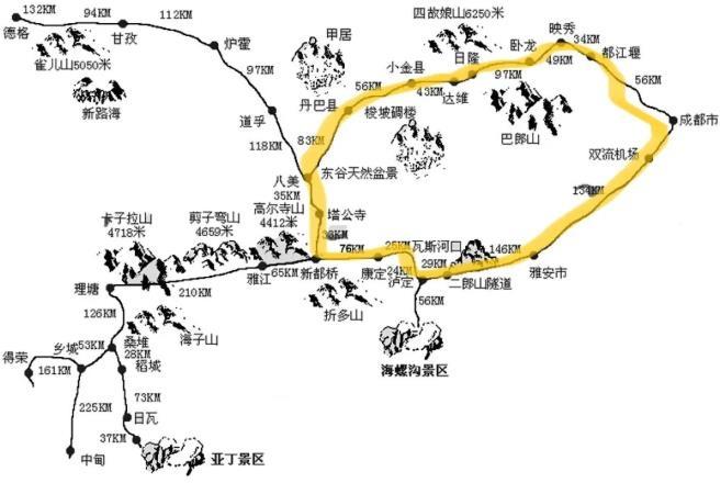 川西环线自驾游最佳路线图 川西环线自驾游最佳路线图