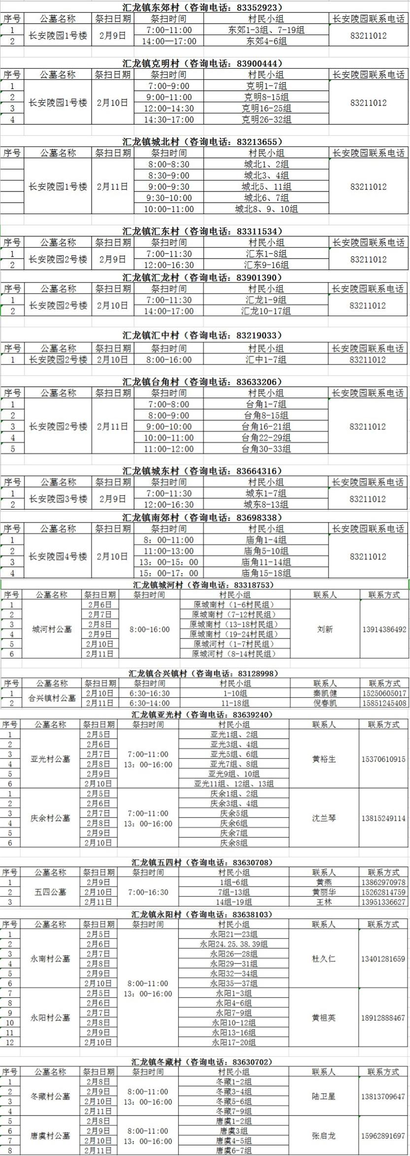 2021春節南通啟東匯龍鎮錯峰祭掃時間表