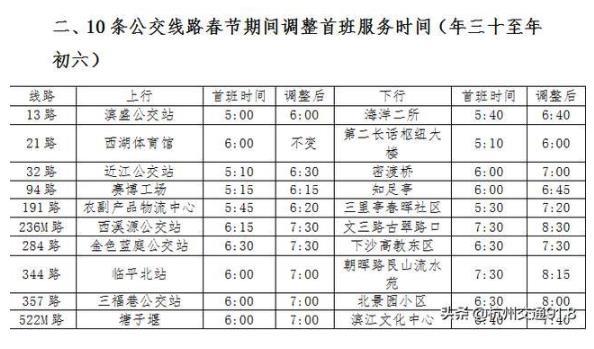 ​2021春节杭州公交运营时间调整通知