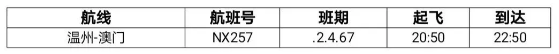 2021年4月起溫州至格爾木航線開通-溫州機場航班時刻表