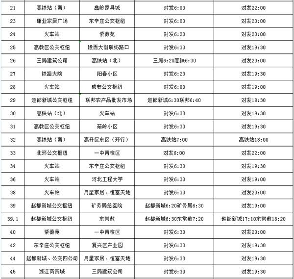 2021邯郸公交夏季运营时间