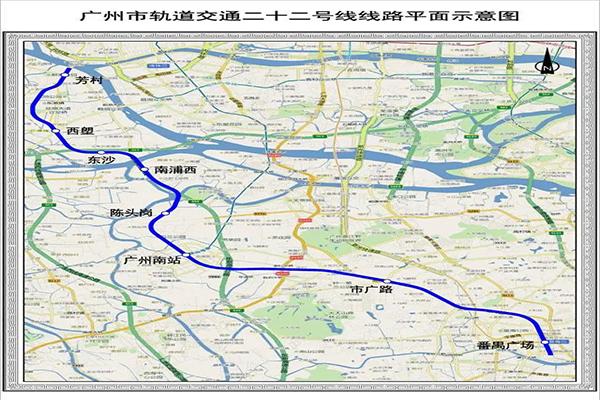 广州地铁22号线线路图