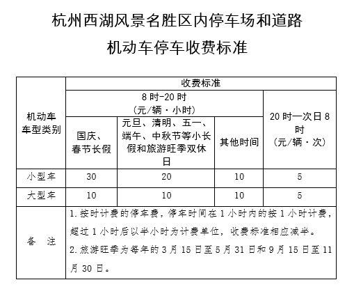 2021杭州西湖端午停车收费规定-收费时间-收费标准