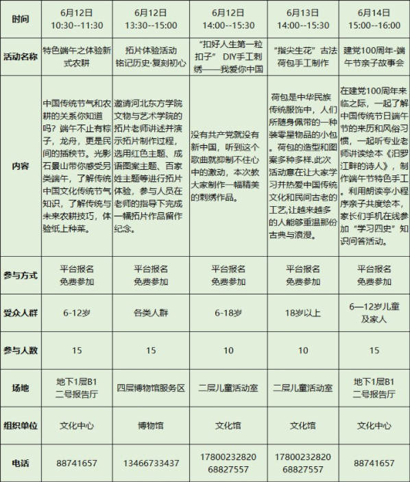 6月8日至14日北京石景山区文化中心活动汇总