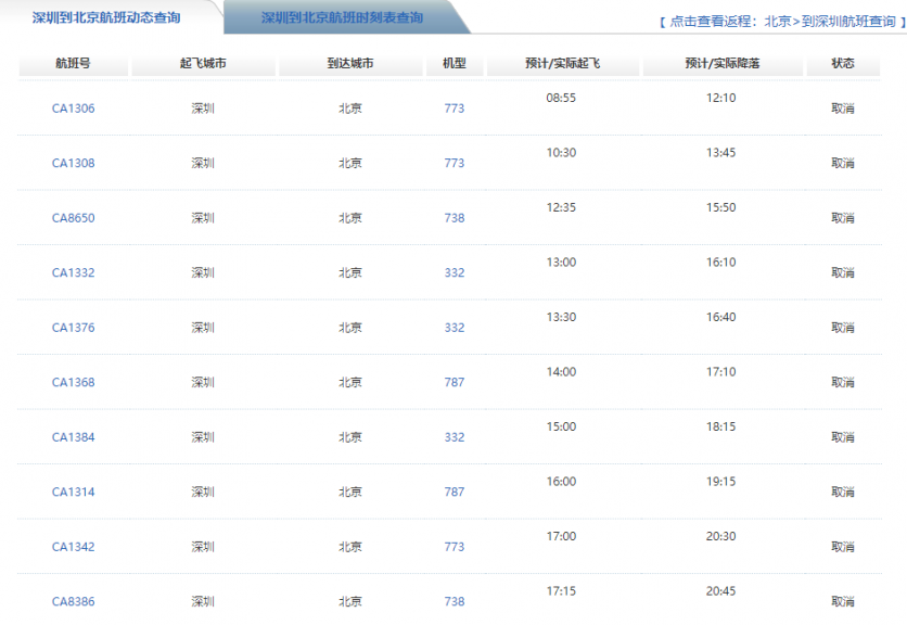 6月22日起圳飞北京航班取消 深圳飞北京航班取消最新消息