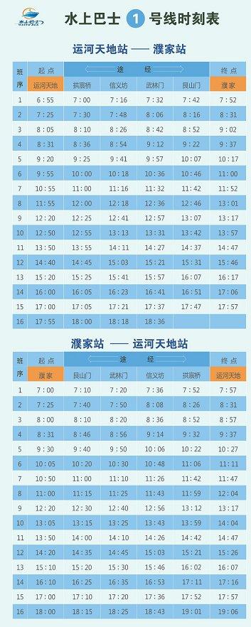 2021杭州水上巴士时刻表-线路图-票价