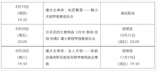 8月深圳部分演出延期举办-退票指南