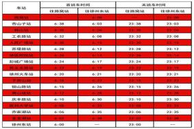 2021徐州中秋节地铁运营时刻表