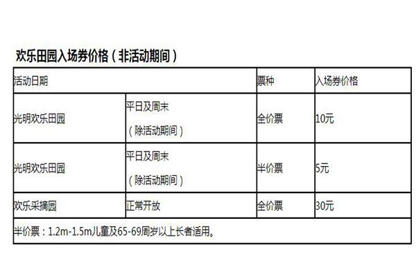 2021深圳光明欢乐田园运营时间调整