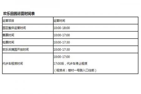 2021深圳光明欢乐田园运营时间调整