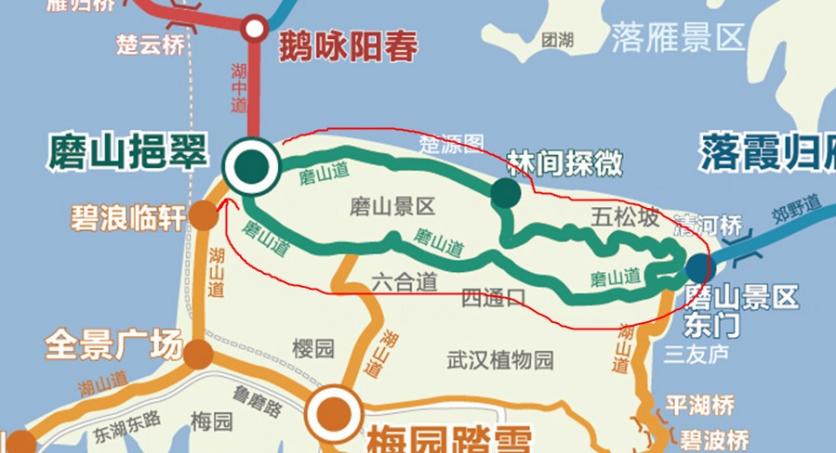 武漢東湖綠道線路圖 這份高清路線圖值得收藏