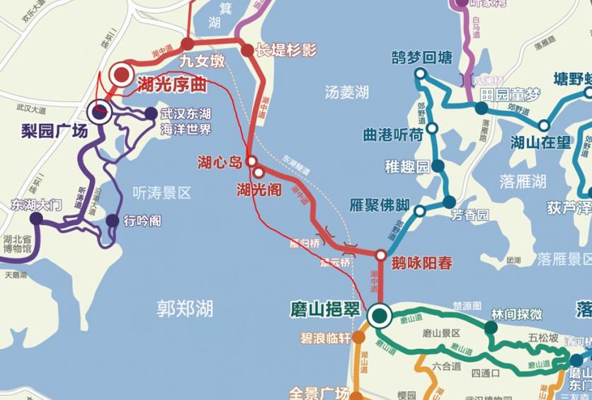 武汉东湖绿道线路图 这份高清路线图值得收藏
