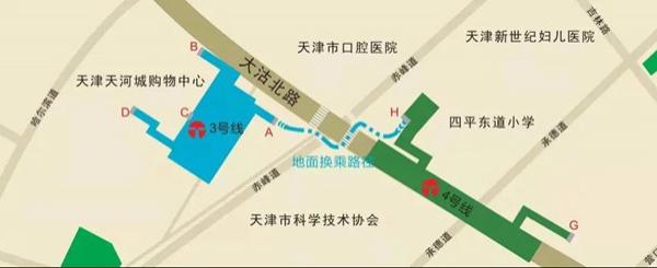 天津地铁4号线南段换乘站点 - 线路图