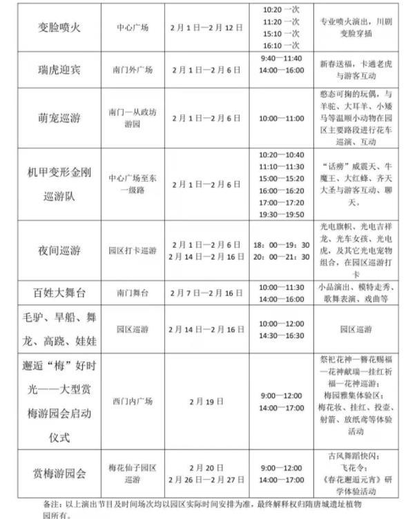 隋唐城遗址植物园新春游园会时间 有哪些节目