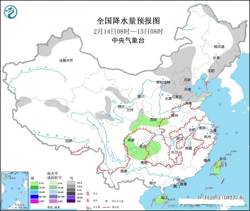 11日至13日大范围雨雪将影响我国大部