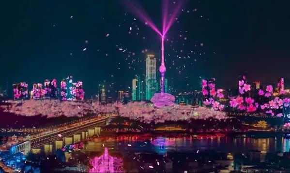 2022武汉樱花主题长江灯光秀时间