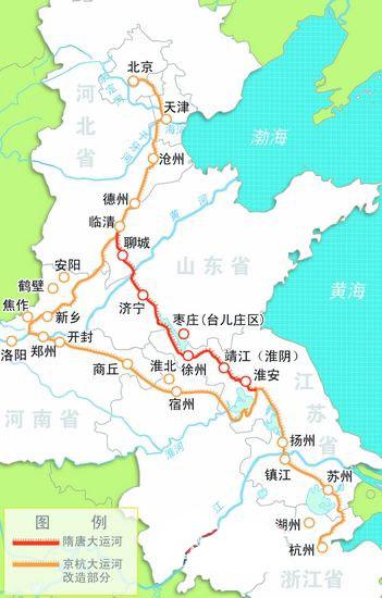 京杭大運河起點和終點在哪 京杭大運河地圖