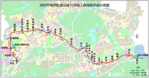 2022深圳地铁16号线最新线路图全部站点