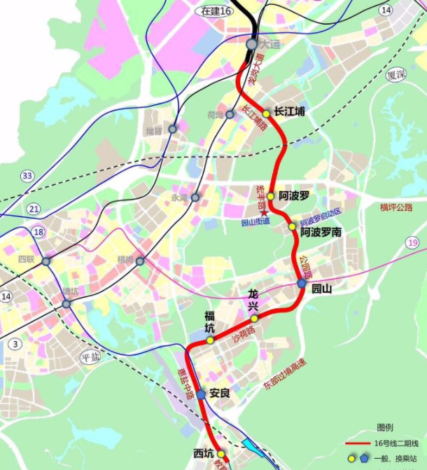 2022深圳地铁16号线最新线路图全部站点