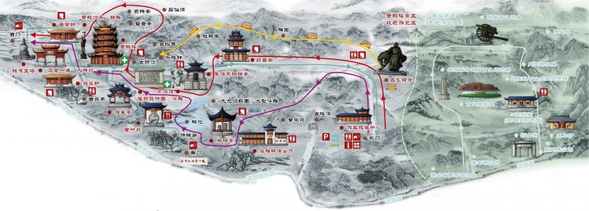 黃鶴樓景區游覽路線圖 黃鶴樓景區游覽示意圖