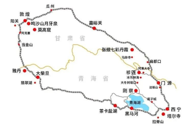 甘青大环线旅游线路图