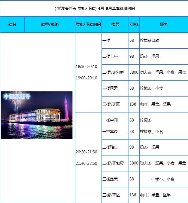 广州珠江夜游码头是时间表